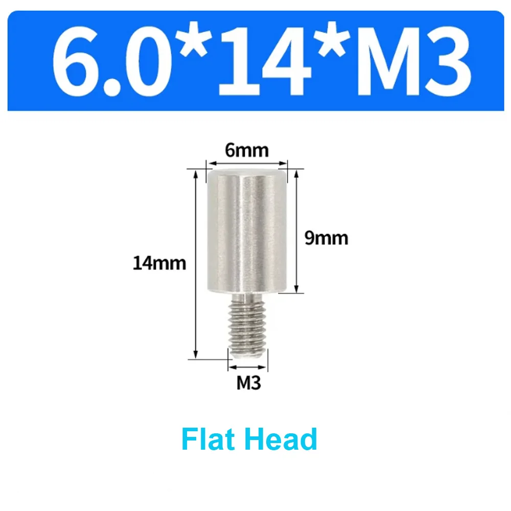 10 Stück/Beutel Edelstahl 303 Positionierstifte M6 Konischer Rundkopf mit Flachkopf Außengewinde Metall-Einsatzschraube 5mm Verriegelungsbefestigung – Detail 20