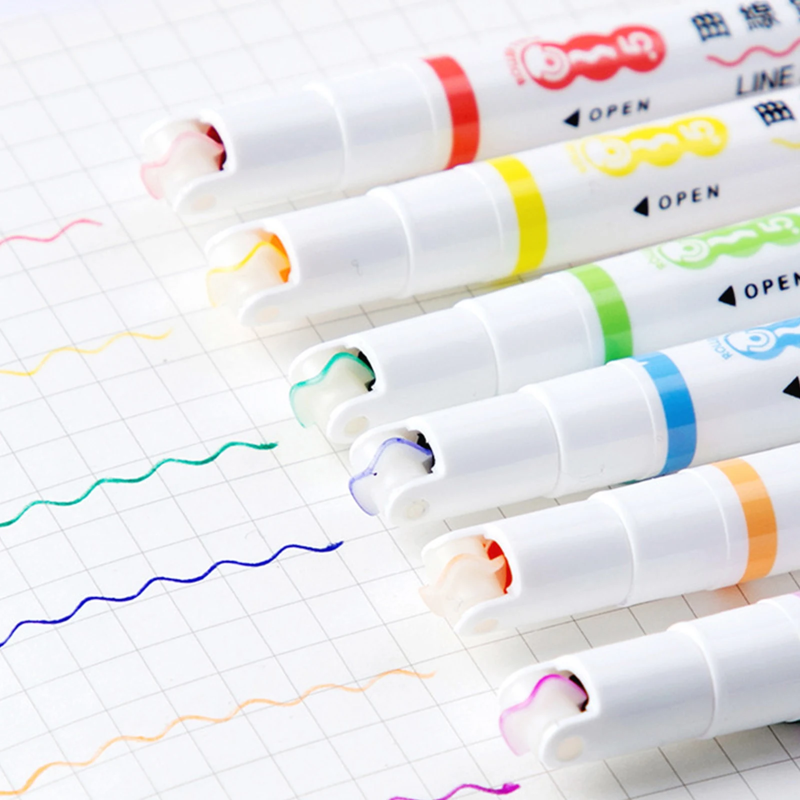 

6 Pcs Highlighter Glitter Highlighter Pens Pens Colorful Patterns for Art Design Writing Kids Teachers Stationery Plastic