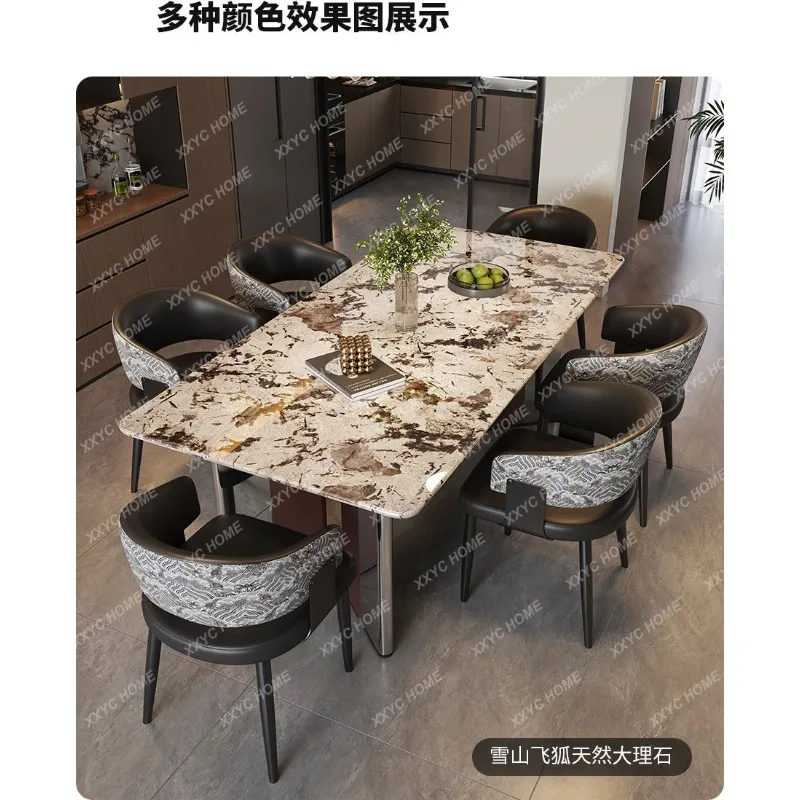XX light luxury marble dining table  minimalist jazz white luxury stone pattern household rectangular table