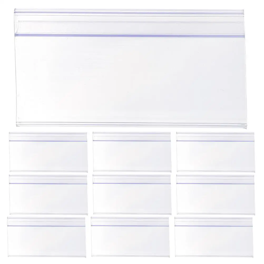 20 Pcs Glass Card Price Tag Label Holder Plastic Tags Shelf Holders Moveable Bar