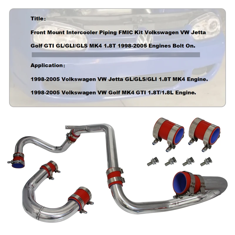 Upgrade Front Mount Intercooler Piping Fits for VW Jetta Golf MK4 1.8L Turbo 98-05 Red/Blue/Black