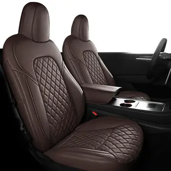 כיסויי מושב לרכב בהתאמה אישית עבור טסלה דגם Y 2021 2022 2023 2024 2025 סט כיסויי מושבים לרכב מעור נאפה יהלום קדמי ואחורי 10 best sales כיסוי מושב טסלה - №7