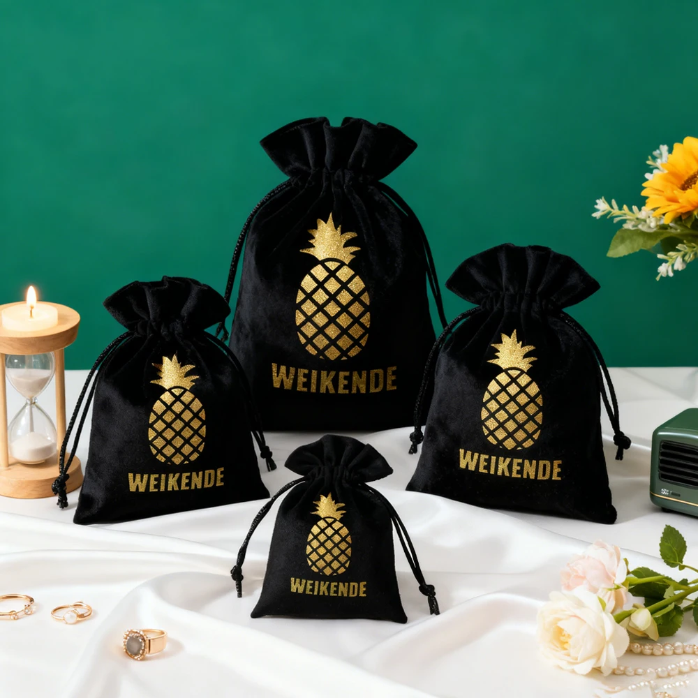 

50Pcs Small Luxury Customized Logo Flannel Velvet Fashion Pouch Wedding Gift Drawstring Bag Candy Earrings Perfume Packaging