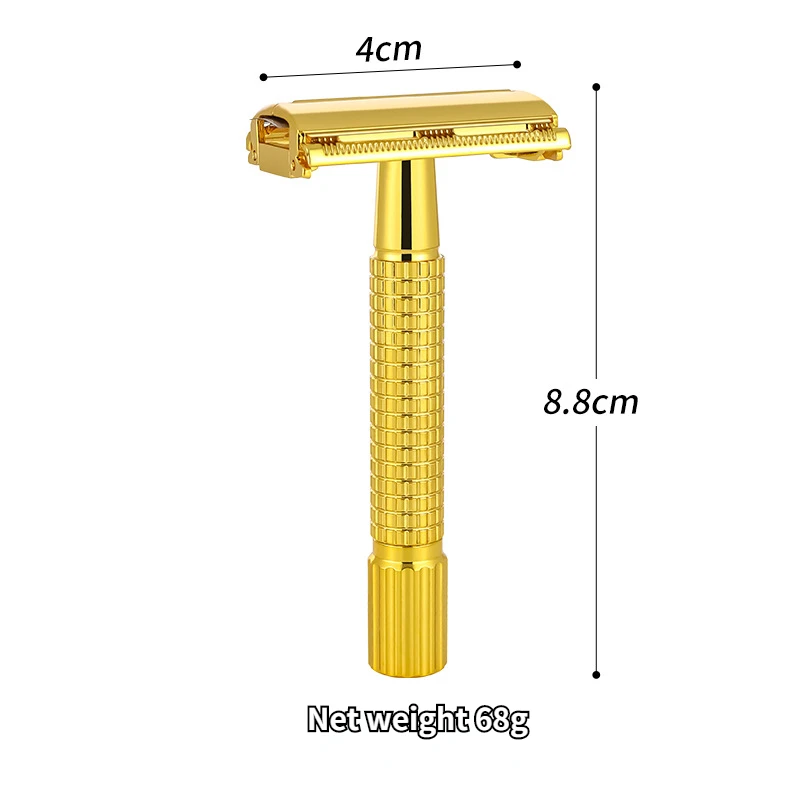 Suporte de lâmina dupla face para homens, lâmina manual de cobre, lâmina antiquada de latão, sem danos à pele, cabeça de corte fechada, inoxidável