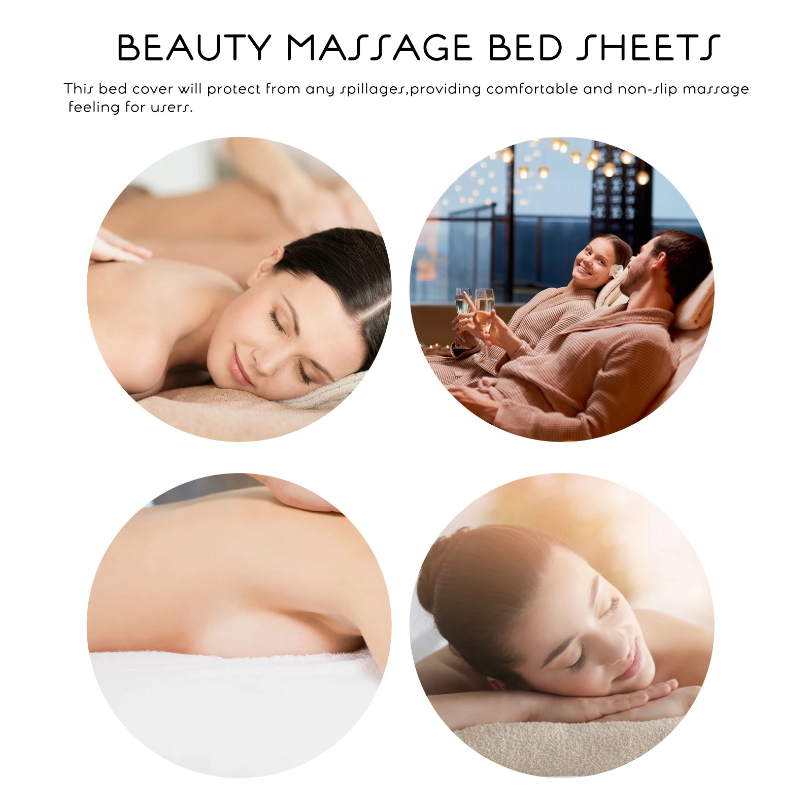 

Grey Waterproof Massage Bed Cover Elastic Face Hole Spa Beauty Sheet Protective Soft Durable Polyester Non-Slip