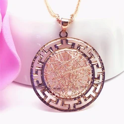 585 purple gold plated 14K rose gold round art line pendant chains fashion light luxury necklaces for women party jewelry