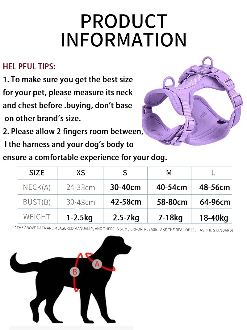 Dog Harness and Leash Set No Pull Dog Vest Harness PVC Waterproof  Dog Leash Collar for Small Medium Large Dogs