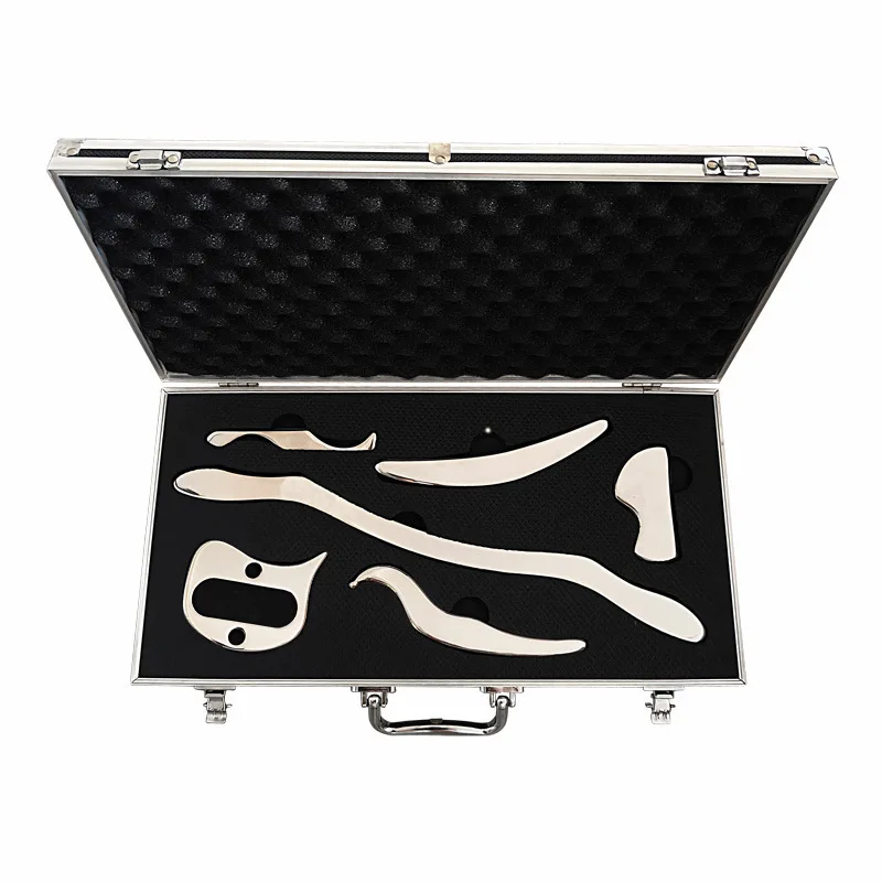 Stainless Steel Fascia Tool Kit of 6 Pieces,Scraping Massage Boards,Sports Muscle Relaxation Instrument for Body Tension Relief