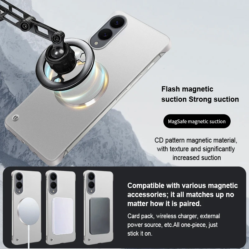 Für Samsung S25 Edge Ultradünne Matte Metallic-Lackierung für Magsafe Hülle für GalaxyS25edge Magnetische Kabellose Ladung Harte PC-Abdeckung – Detail 6