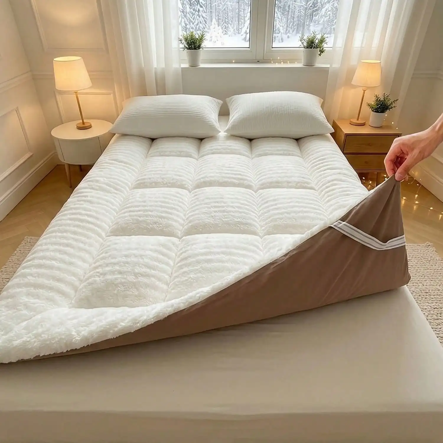 Cute Soft Mattress Topper - Comfort Breathable Fiber Filling Folding Roll Up Mattress Sleeping Pad, 6cm Warm Thickness Quilted Mattress Topper For Sleeping SF25070935568509334