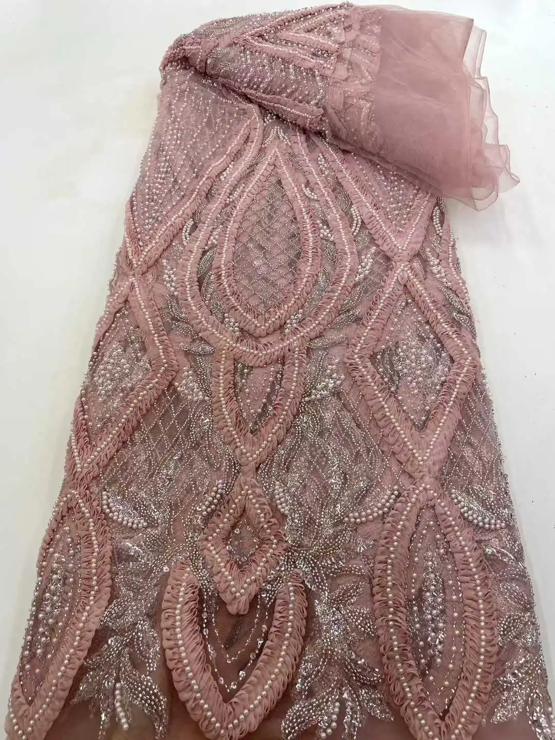Luxury African Sequin Beaded Lace Fabric 2025 High Quality Groom Nigerian Wedding Bridal Embroidery French Tulle Sewing