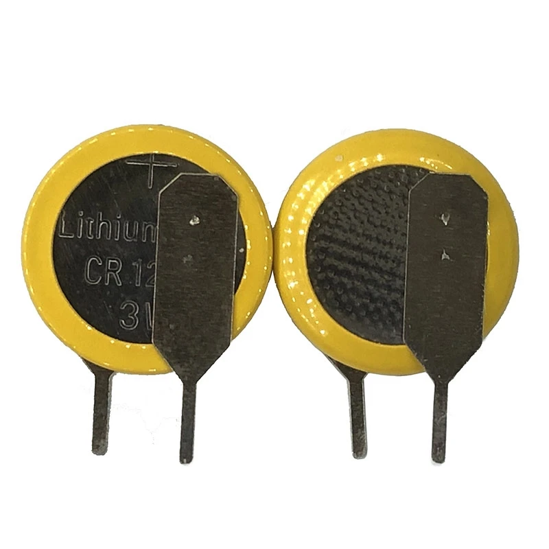 10PCS/LOT Left knife CR1220 1220 button battery vertical welding pin 3V 2 pins coin cell.