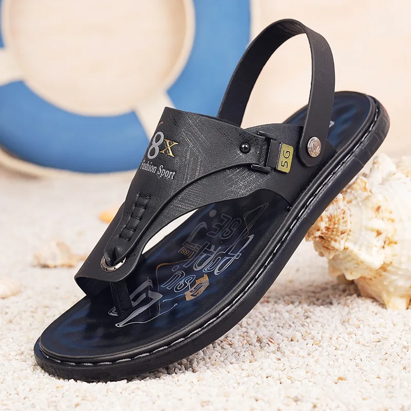 

Le Fu Men's Sandals Wholesale Summer Soft soled Anti slip Beach Shoes Men's Large New flip-flops Casual Outwear Sandals KB37