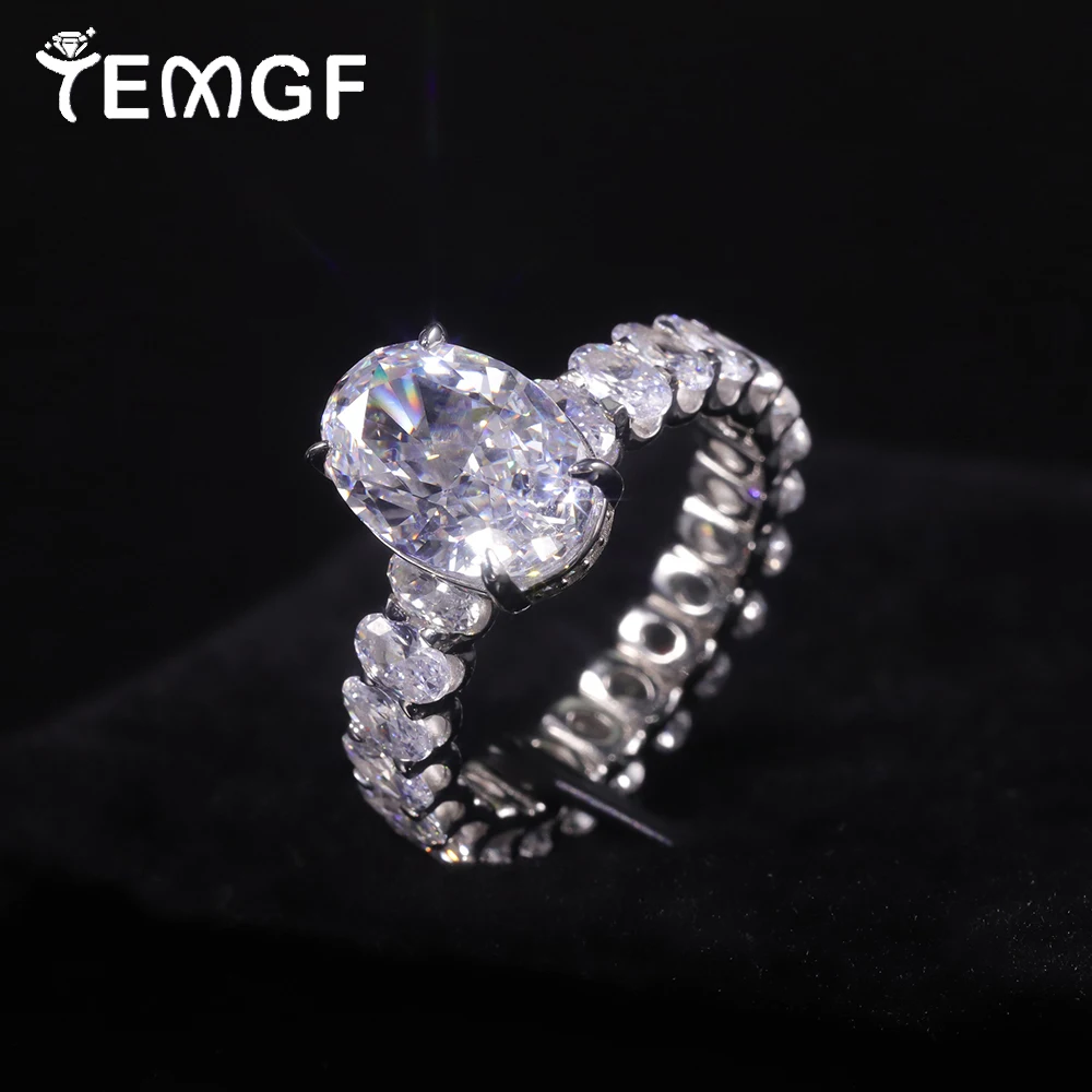 

TEMGF Full Oval Cut Zircon Ring 925 Silver for Women Luxury Fine Jewelry Party Fashion Sparkling Item Birthday Surprise Gift