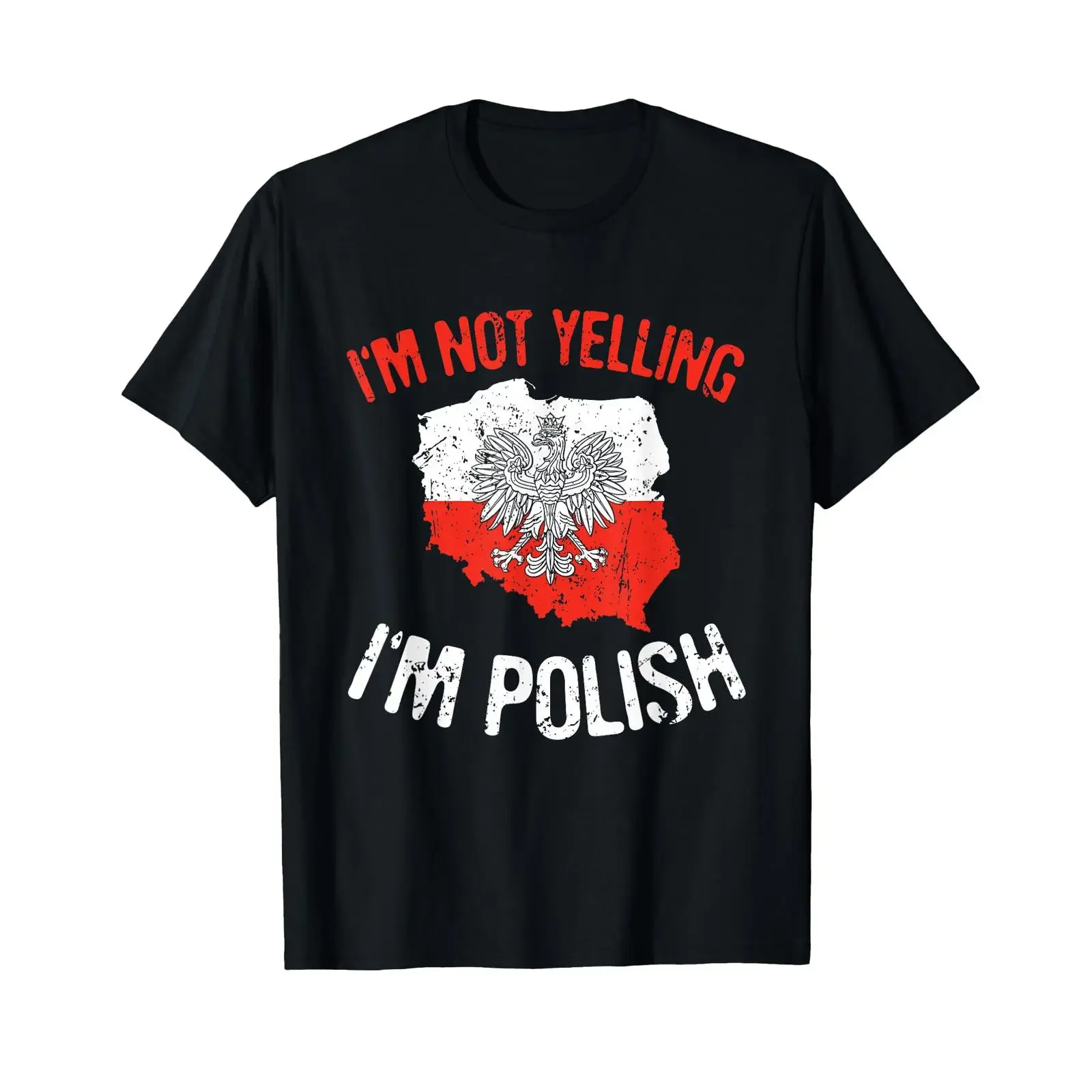 I'm Not Yelling Polish Polska Flag Eagle Poland T Shirt vintage Washed Stretched streetwear Casual graphic Versatile Soft