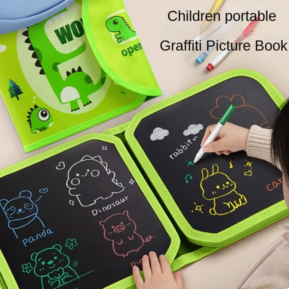 

Erase Boards Educational Children Blackboard Reusable 6 Pages Coloring Books Cartoon Portable Graffiti Book Kids Toys
