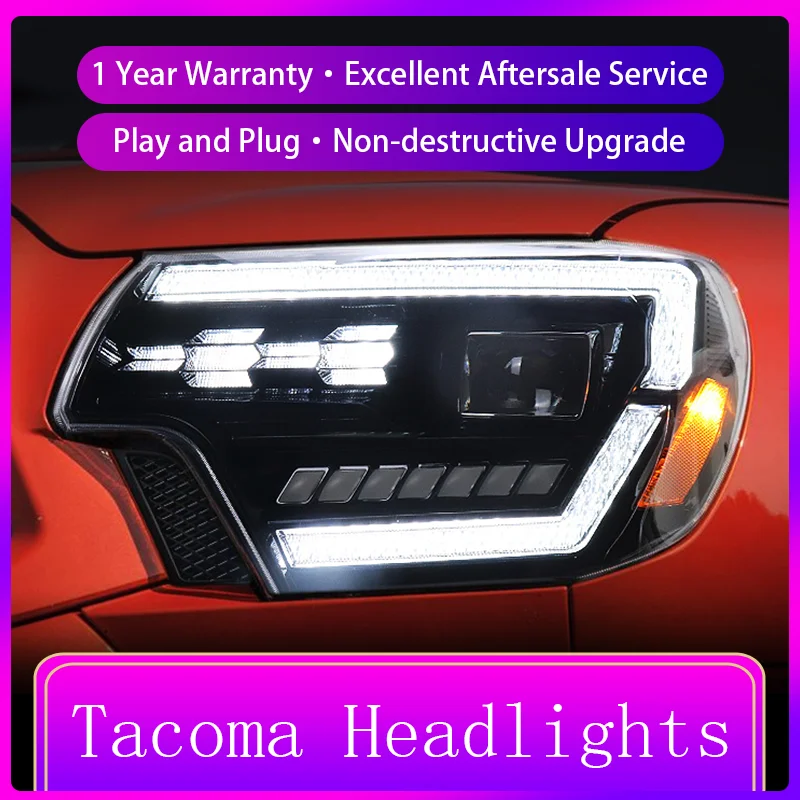 2 PCS Car Lamps For Toyota Tacoma 2012-2015 Front Light DRL Head Lamp Turn Signal Upgrade LED Headlight Lens Auto Accessories