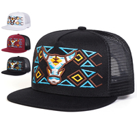 Unisex Ox Head Embroidery Hip-hop Net Hats Spring And Summer Outdoor Adjustable Sports Casual Baseball Caps Sunscreen Hat