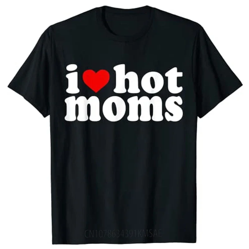 Рубашка с надписью «I Love Hot Mommy», футболка с красным сердцем для мамы, подарок на день матери