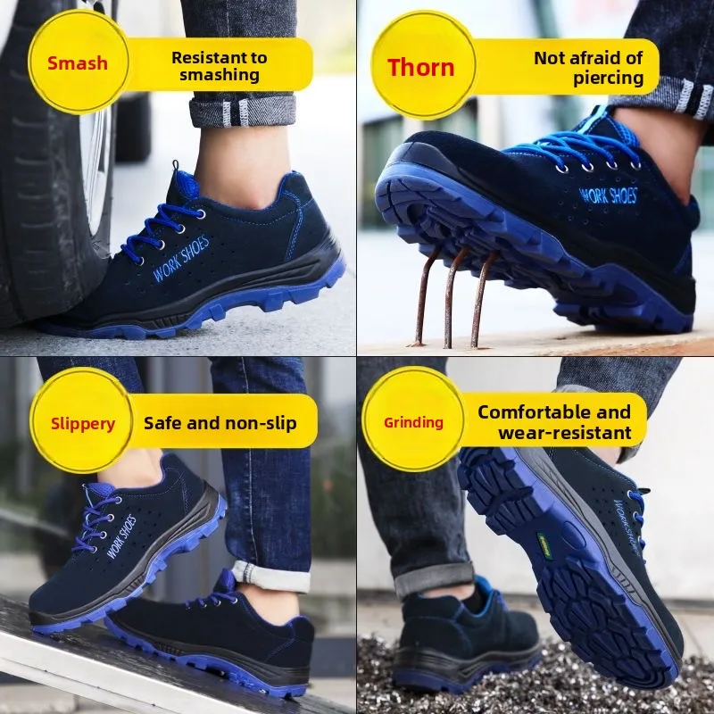 Herren-Sicherheitsschuhe, Arbeitsschuhe mit weicher Sohle und Schutz, leichte Arbeitsschuhe, Stahlkappe, Schuhe, Anti-Smashing-Stichschuhe