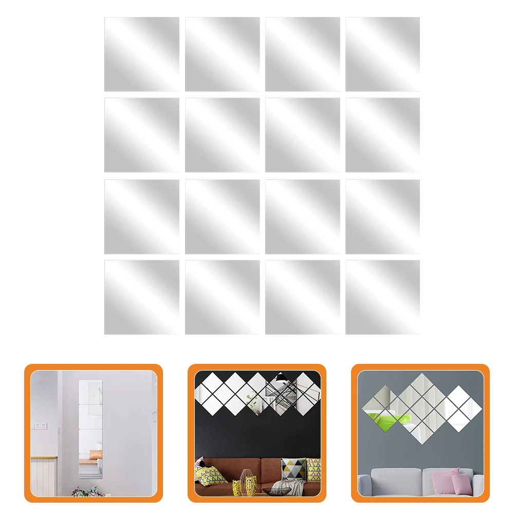 

16pcs Acrylic Mirror Wall Stickers Self Adhesive Square Tiles 15x15cm Bedroom Living Room DIY Safe Reflective Home Decor