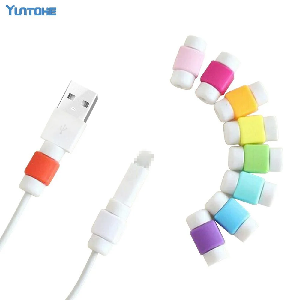 100 ชิ้น/ล็อตแฟชั่น USB Data CABLE Protector ปกสีสันสายหูฟังสำหรับ IPhone Android โทรศัพท์มือถือ OPP กระเป๋า