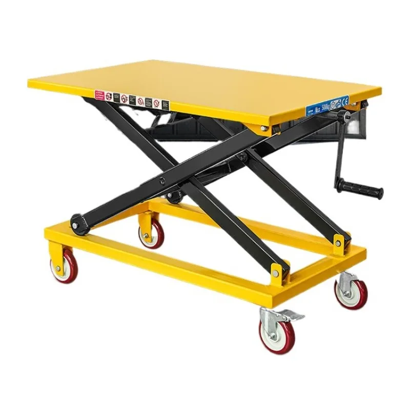 Hand Crank Screw Lift Platform Manual Hydraulic Scissor Lift Cart Mobile Small Elevator Table Pallet Truck