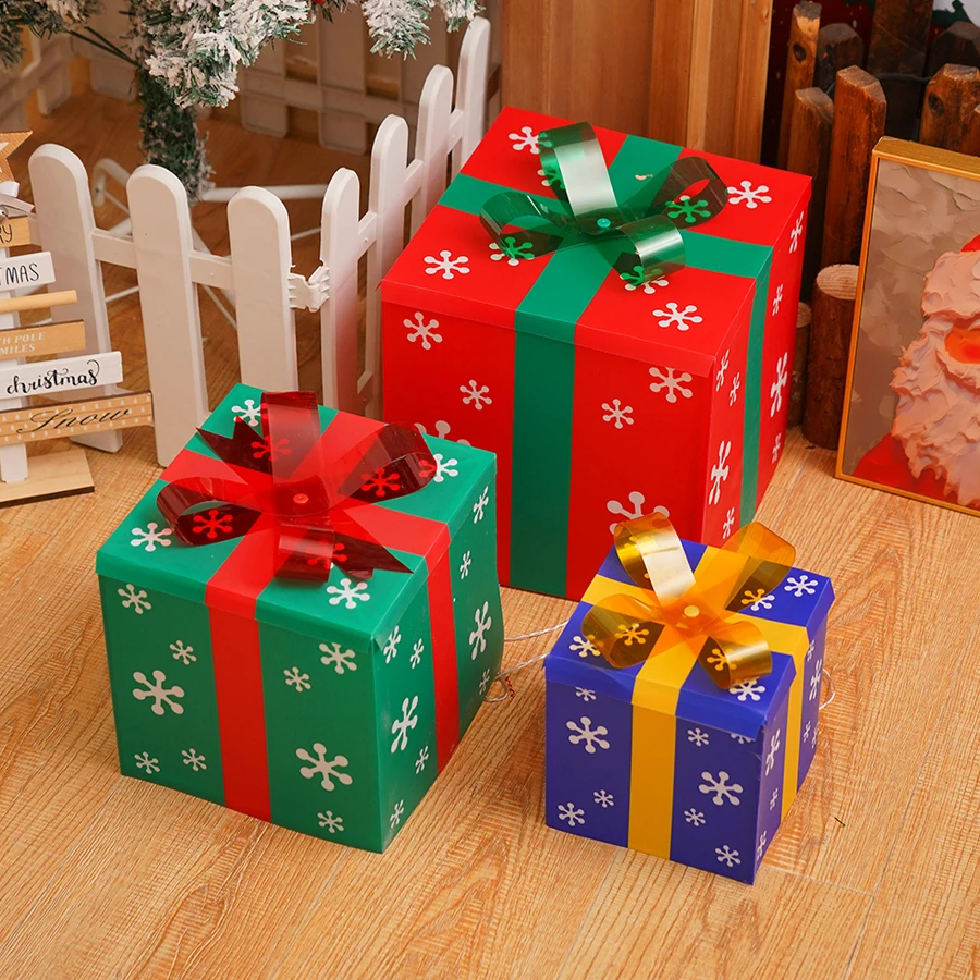 Christmas Luminous Gift Box Cross border Foldable Festival Party Decorations Props Atmosphere Lights Gifts Decorative Lights