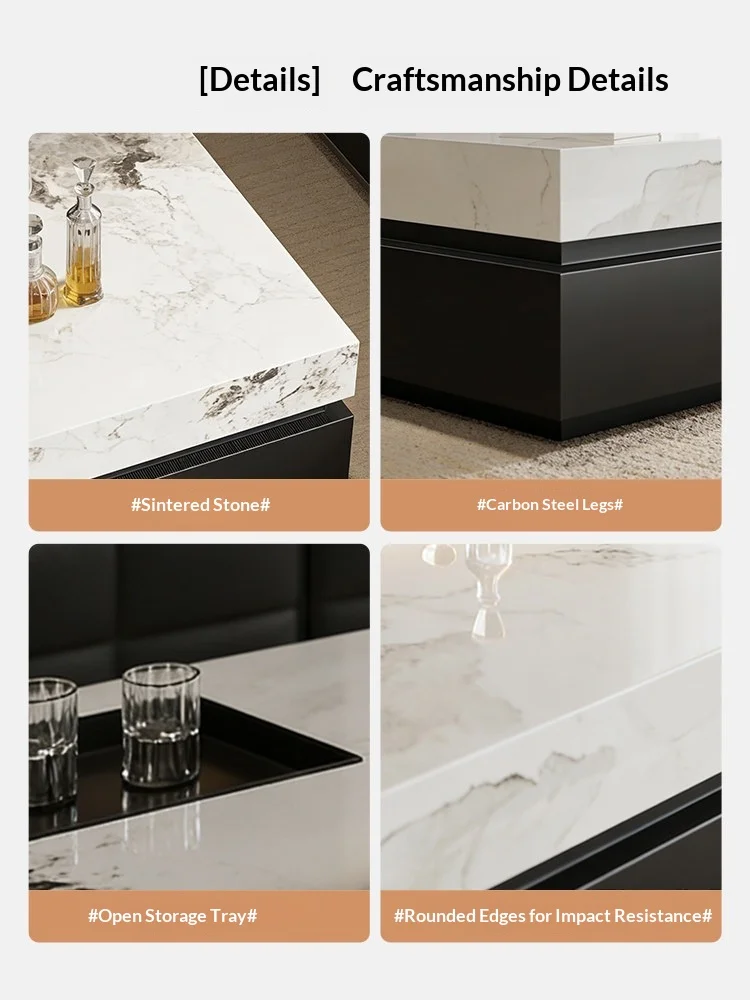 Nordic 2026 New Italian Minimalist Rock Slab Coffee Table Square Marble Pattern Light Luxury Modern Simple Living Room Furniture image 3