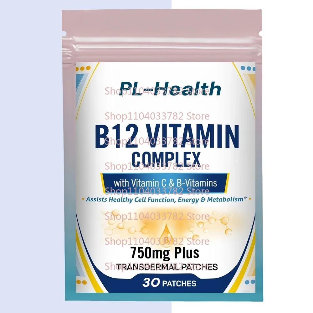 30 Patches Patches Transdermicos Complexos de Vitamina B com Vitamina C para Energia, Metabolismo, Impulso imunológico