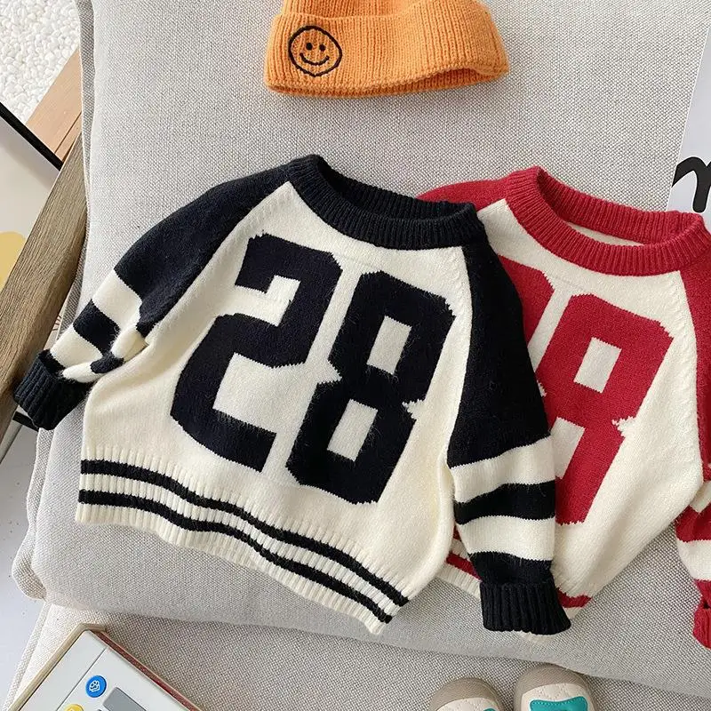 

New Autumn Baby Boys Knitted Sweater Kids Cotton Clothes Toddler Girls Knitwear Sports Pullover Children Cardigan Tops 0-7 Year