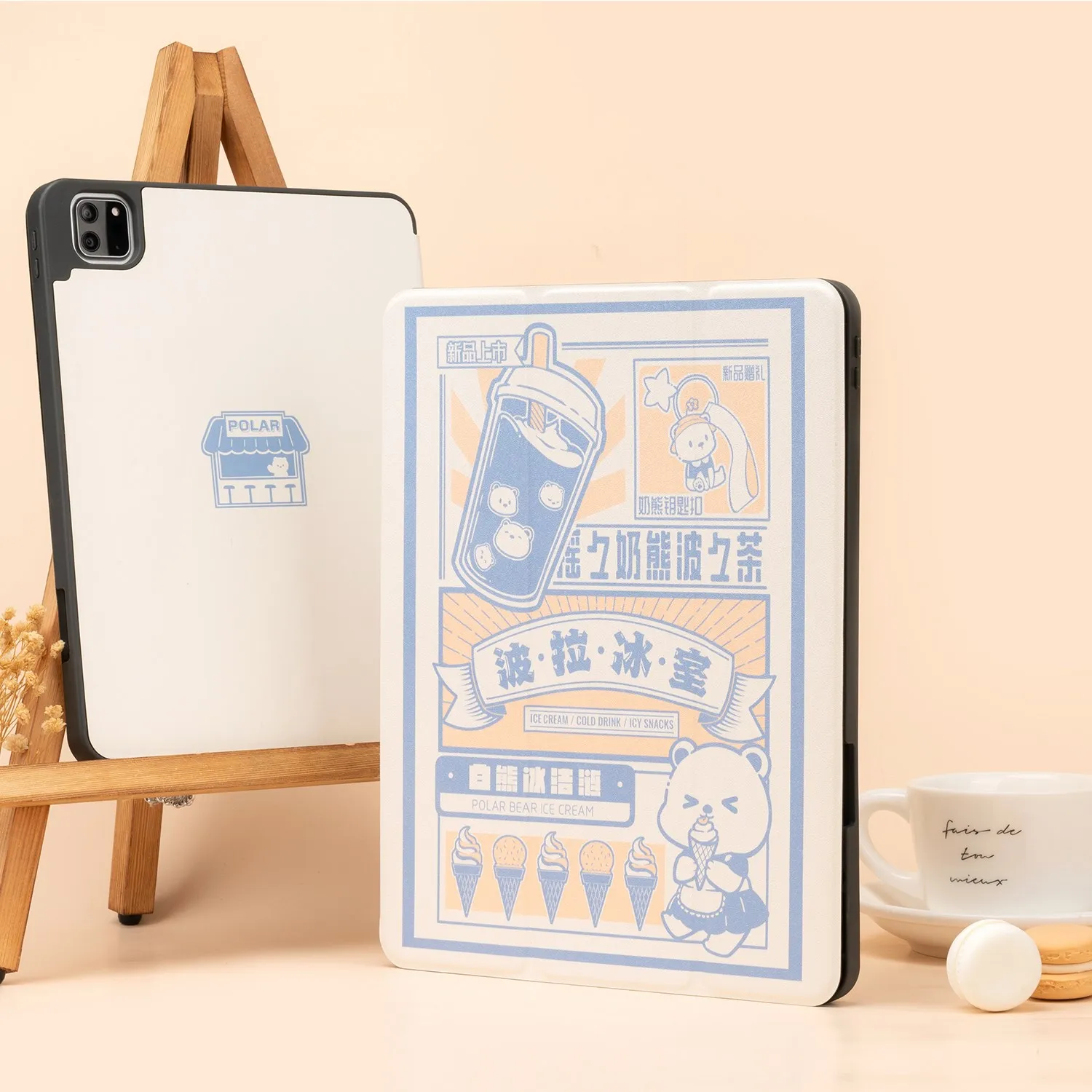 GeekShare 아이패드 프로 보호 케이스, 귀여운 만화 풀 커버 하드 쉘, 낙하 방지 방수 케이스, 펜 슬롯 포함, 신제품