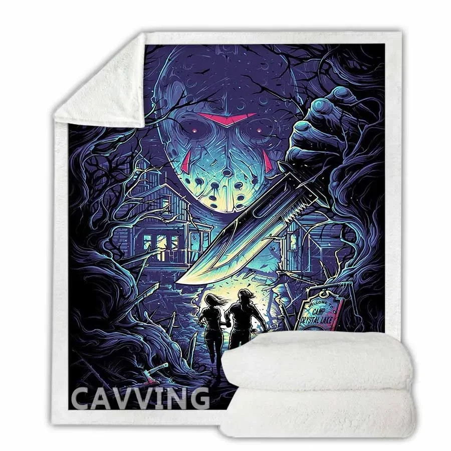 

Horror Myers Jason Hellraiser 3D Printed Sherpa Blanket Rectangle Blanket Home Textiles Fleece Wearable Blanket Throw Blankets