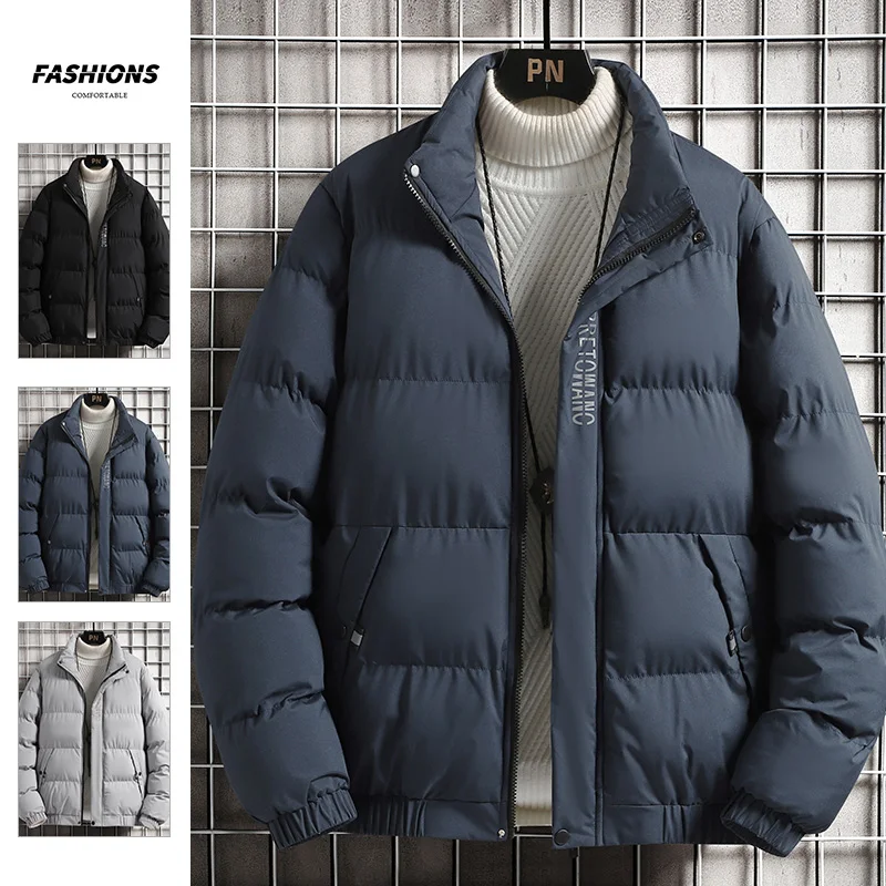 2022 Winter New Men's Padded Jacket Short Stand Collar Korean Casual Jacket Men's Thickened Warm Padded Jacket