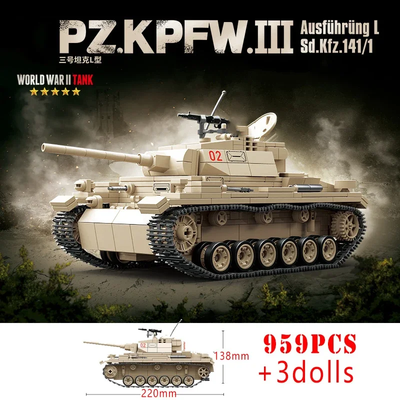 Militaire Tweede Wereldoorlog Duitse Tiger I Zware Tank Bouwstenen WO2 Wapens Panzer Panther Middelgrote Tanks Technische Stenen Kinderspeelgoed