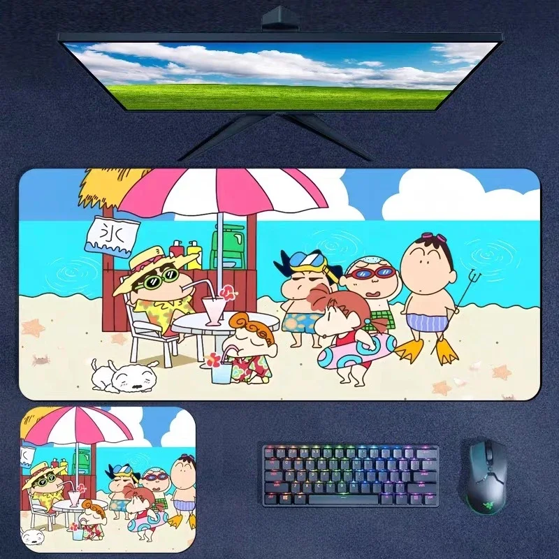 Multi-size Animation Crayon Shin-chan​​  Mouse Pad Cute Oversized Cartoon Desk Mat Office Computer Keyboard Pad Edge Lock