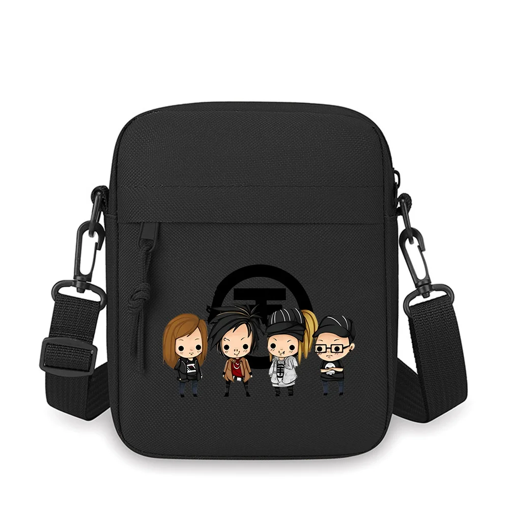 Band members wearing stylish outfits Men Crossbody Bag Single Shoulder Women Cartoon Anime Film Printing Design Unisex