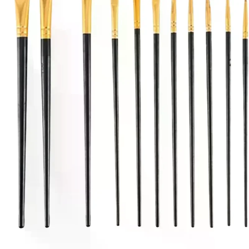 Artist Nylon Flat Paint Brush Set 12pcs Bristle Watercolor Brushes for Oil Acrylic Painting  Art Tools for School and Studio