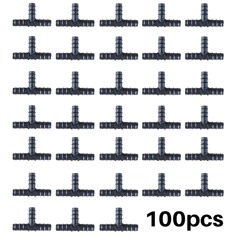 

TFORU-100PCS Drip Irrigation Connectors 16Mm Barbed Connector Tee Couplings Irrigation Connectors For Drip Tubing Watertubing