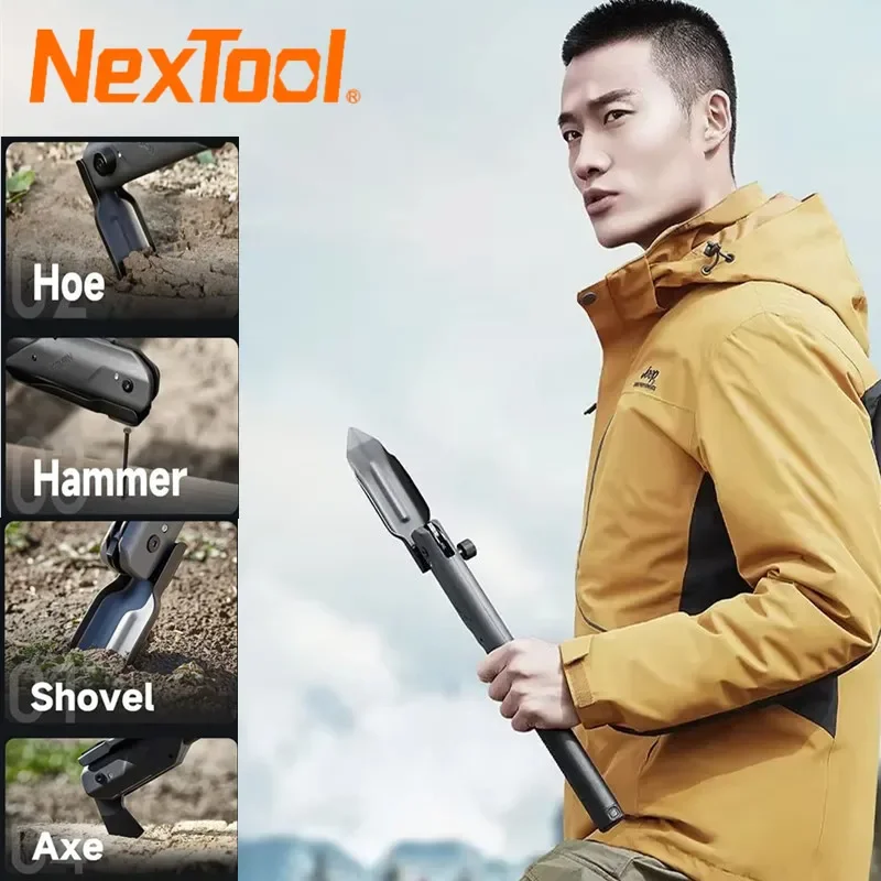 NexTool Outdoor Multi-functional Shovel 7 in 1 Multitool Folding Shovel Hoe Axe Hammer Wood Saw Knife Camping Survival Tool