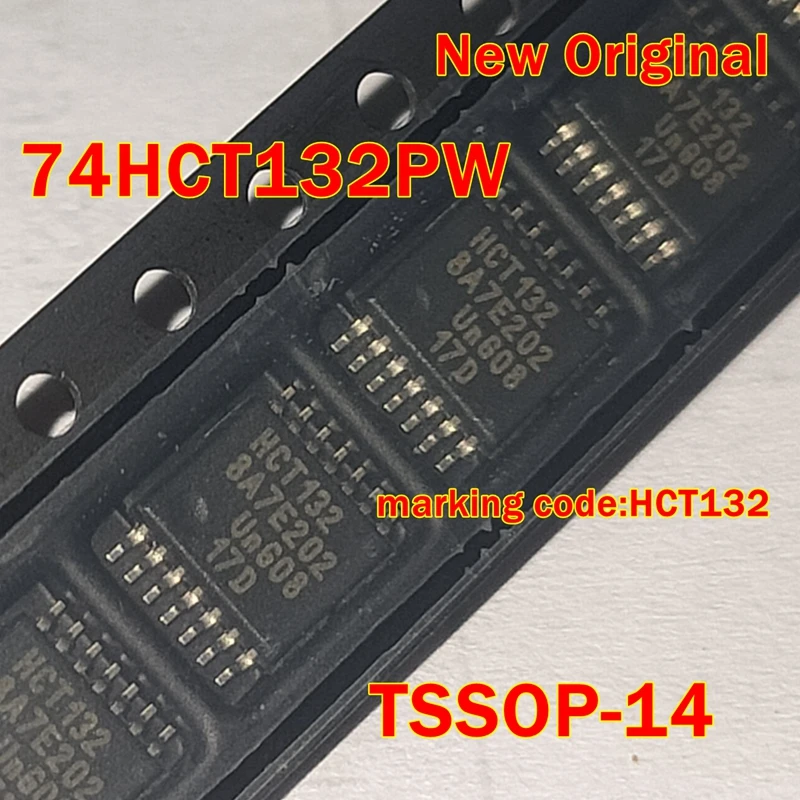 

New and Original 74HCT132PW TSSOP-14 New Original marking code:HCT132 Quad 2-input NAND Schmitt trigger