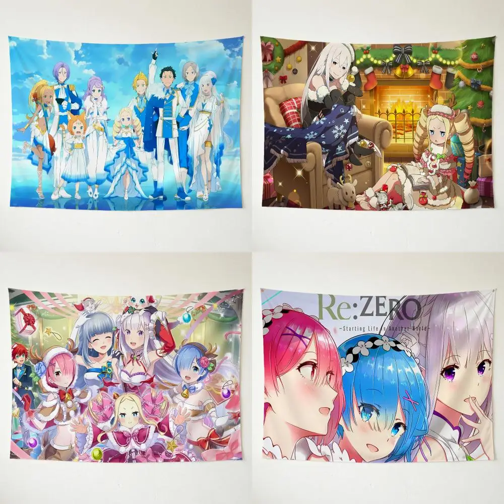 Casual Fashion R-ReZERO E-Emilia R-Rem R-Ram Tapestry Washable Soft Tapestry Wall Hanging Decor for Living Home Room Bedroom