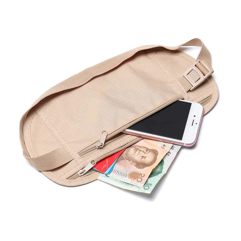 1 Pc Cloth Waist Bags Travel Pouch Hidden Wallet Passport Money Waist Belt Bag Chest Packs Outdoor Sport Accessories