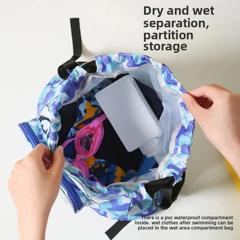 Waterproof Children's Swimming Bag Wet and Dry Separation Toiletry Bag Beach Double Shoulder Bag with Shoe Compartment