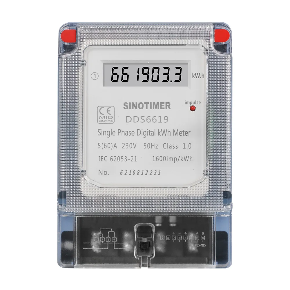 Wall-mounted Single Phase LCD Digital Energy Meter Household kWh Power Consumption Electricity Measurement AC230V 5-60A 50Hz