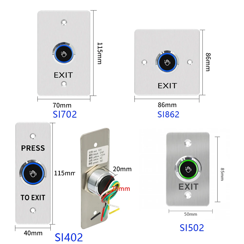 12V-24V IP68 Infrared Sensor Switch No Touch Contactless Door Release Exit Button LED Indication Exit Switch for Access Control
