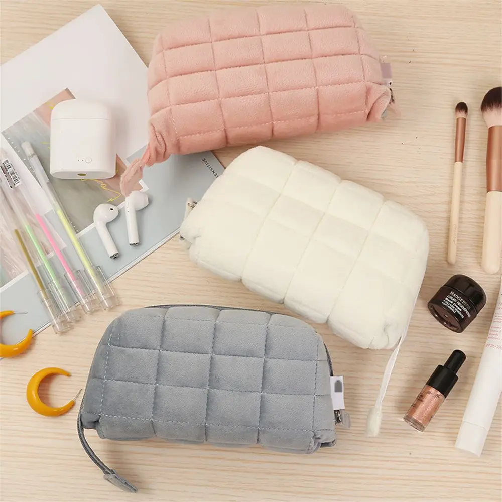 Zipper School Supplies Office Supplies Large Capacity Pillow Plush Pencil Case Storage Box Cosmetic Bag Corduroy Makeup Bags