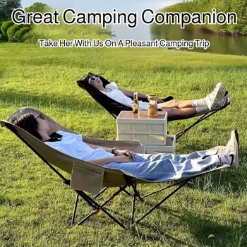 Portable Folding Chair Folding Recliner Curved Headrest Comfort Experience Easy Storage Lunch Foldable Recliner With Leg Rests