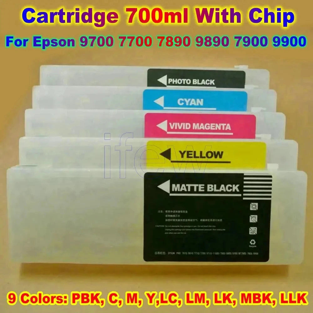 Cartucho de tinta para impresora 7890 con Chip para cartuchos Epson 7890 para Epson Stylus Pro 7890 9890 9700 7700 7900 9900 700ML 9 Uds