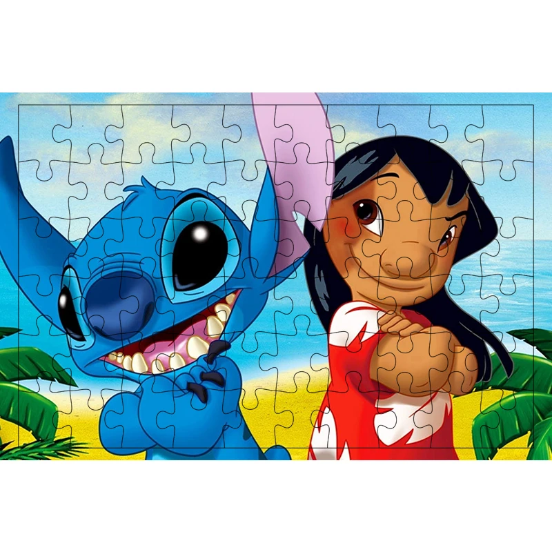 Disney Lilo&Stitch Cartoon Lovely Alien Blue Creature Pictures Puzzle Game Jigsaw 300 500 1000PCS Teens Fans Like Room Ornaments